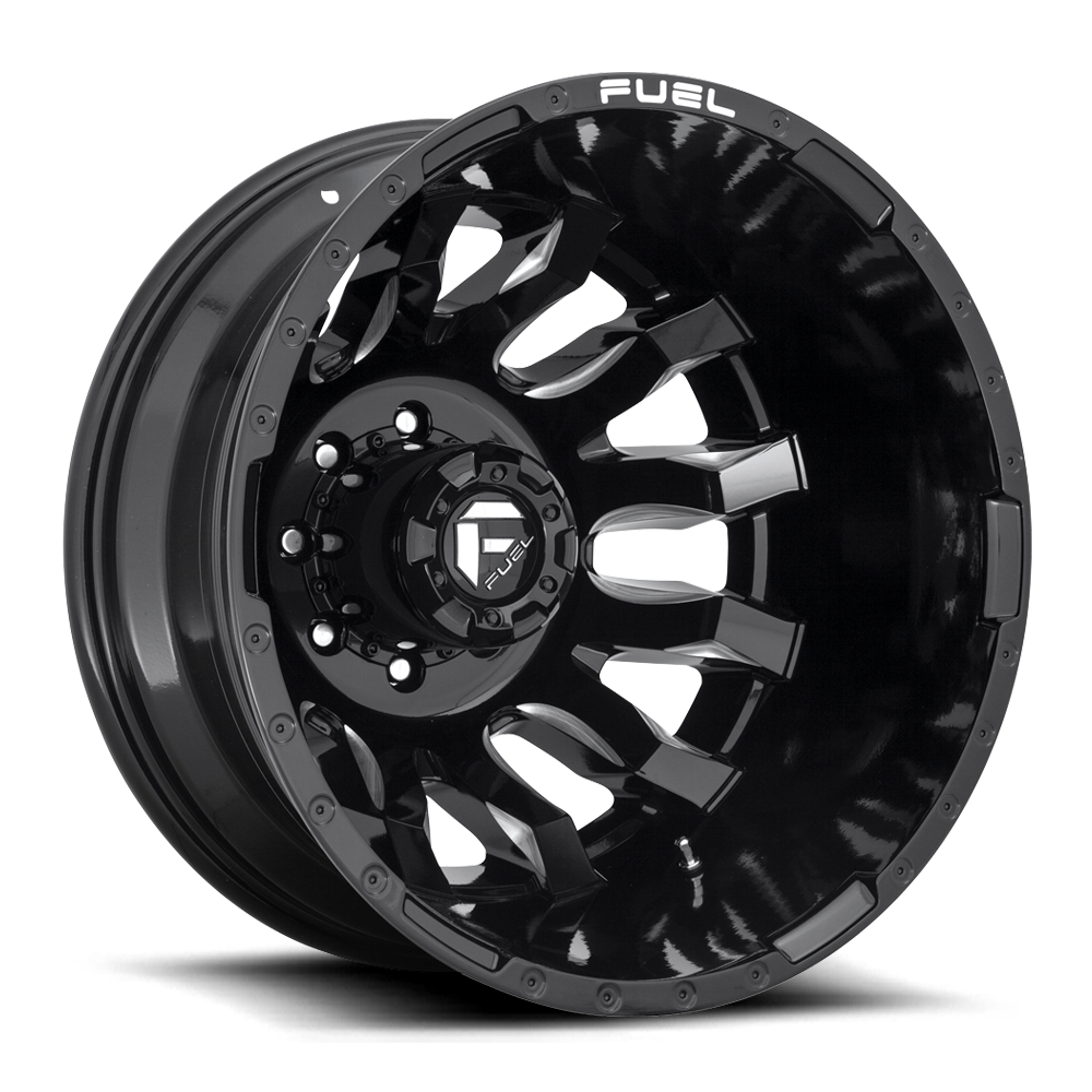 20" Fuel D673 Blitz 20x8.25 8x6.5 Gloss Black Milled -240mm Rear Dually Wheel