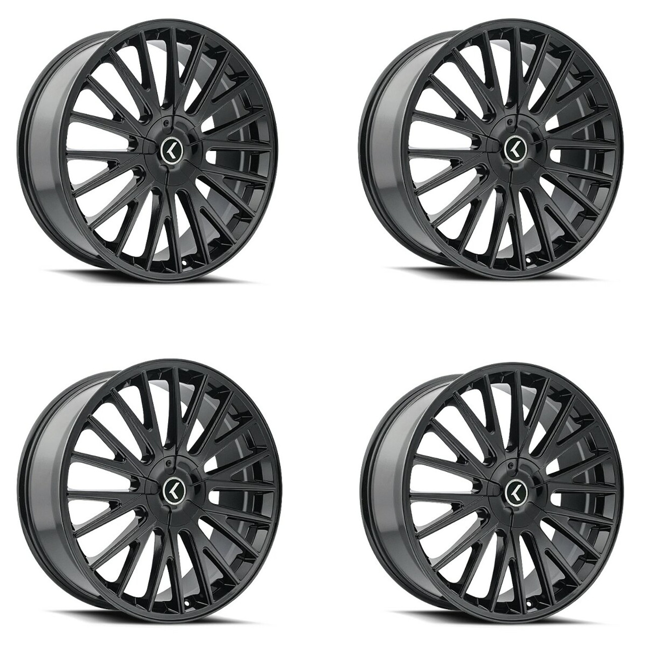 Set 4 18" Kraze Double Down Gloss Black 18x8 Wheels 5x108 5x4.5 40mm Rims
