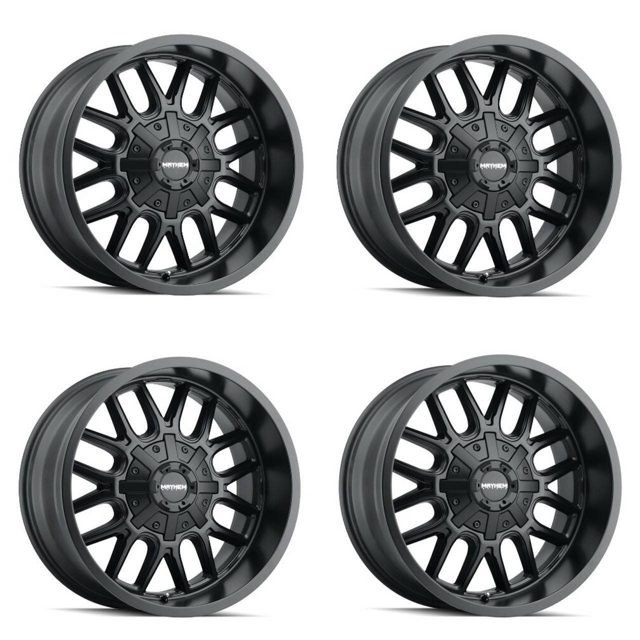 Set 4 18" Mayhem Cogent Matte Black 18x9 Wheels 8x170 0mm For Ford Truck Rims