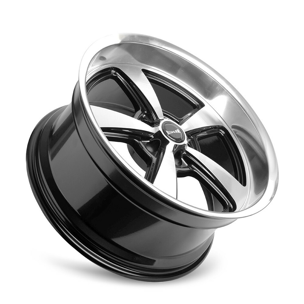 20" Ridler 652 Gloss Black Diamond Cut Face & Lip 20x8.5 Wheel 5x4.5 Rim 0mm