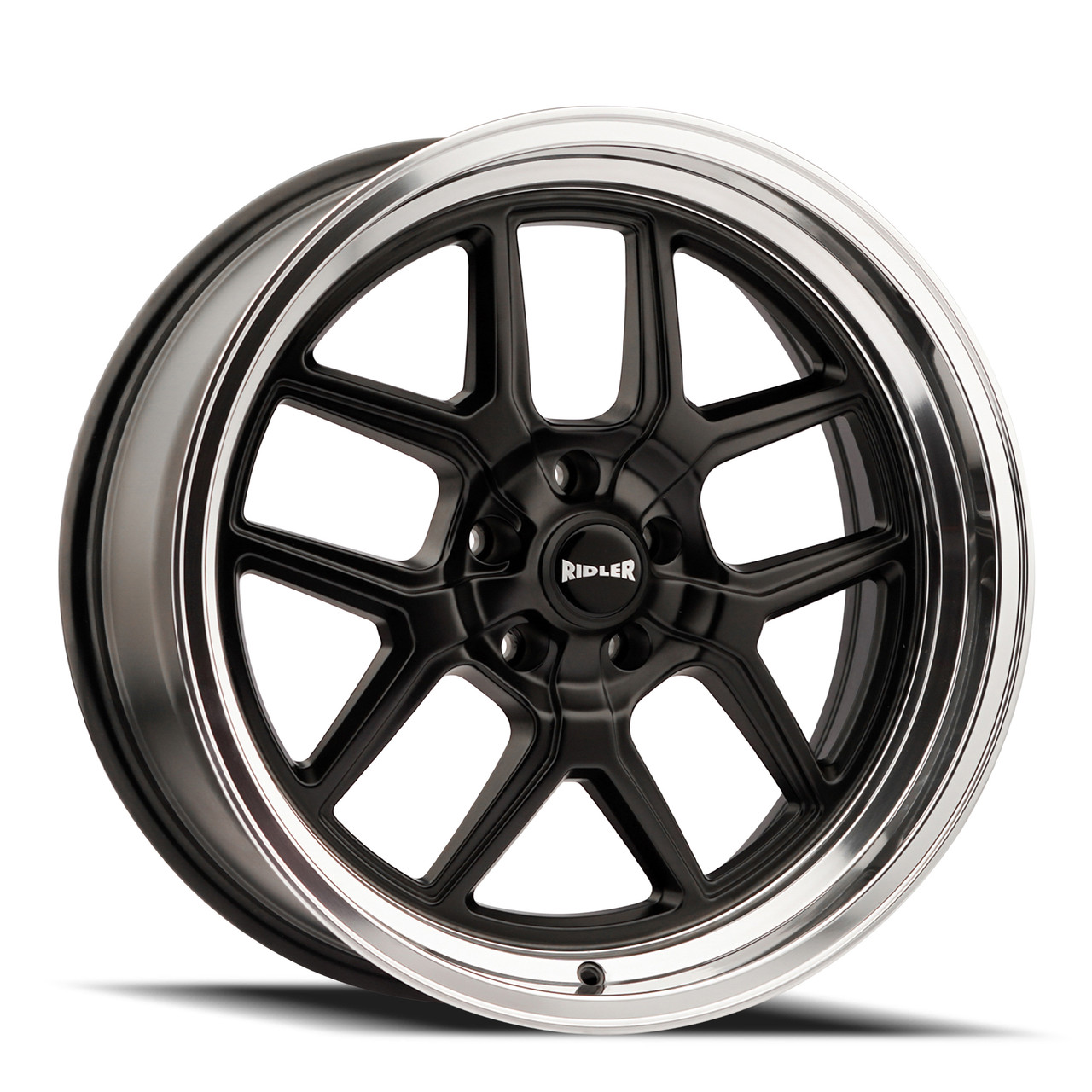 17" Ridler 610 Matte Black Polished Lip 17x8 Wheel 5x120.65 Rim 0mm