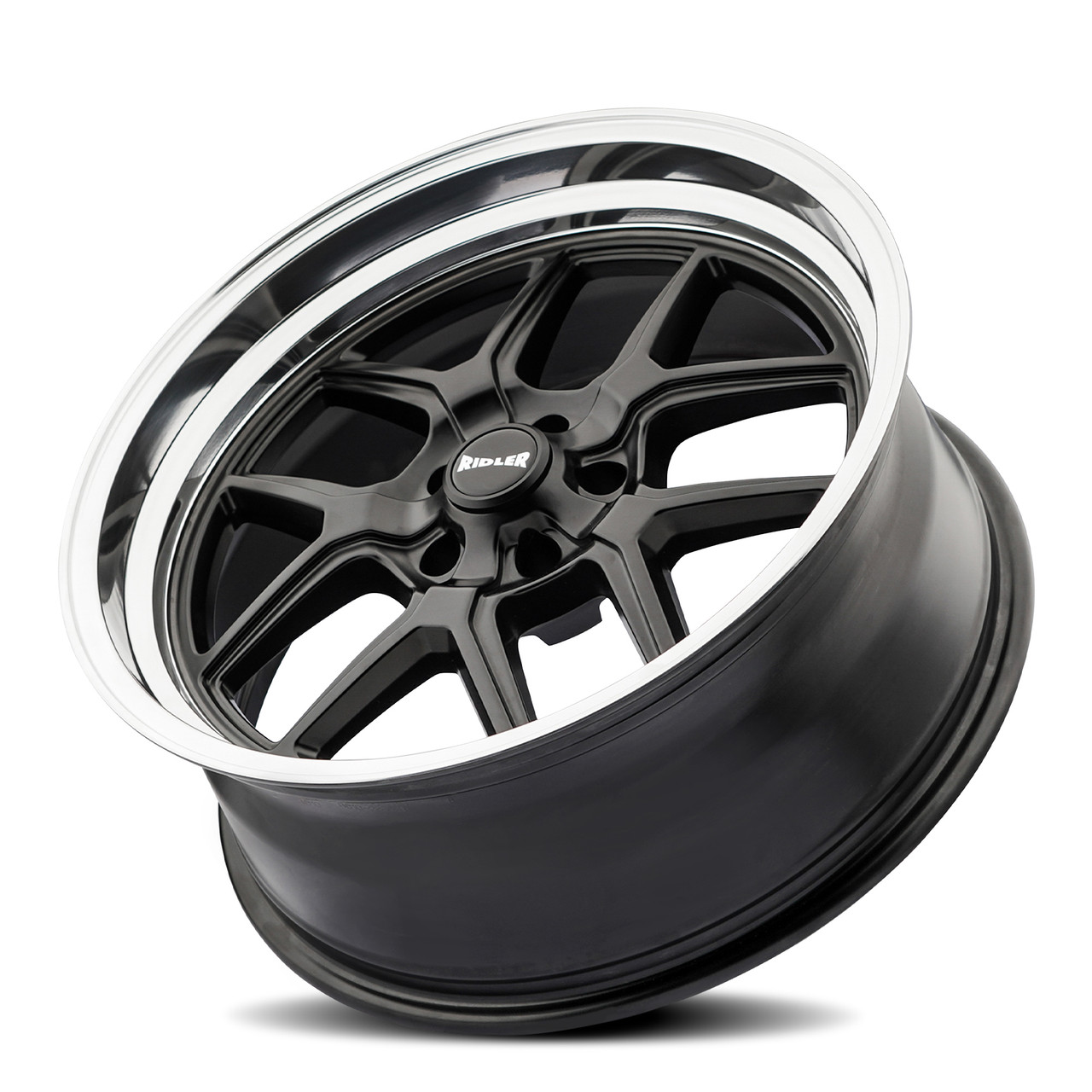 17" Ridler 610 Matte Black Polished Lip 17x8 Wheel 5x120.65 Rim 0mm