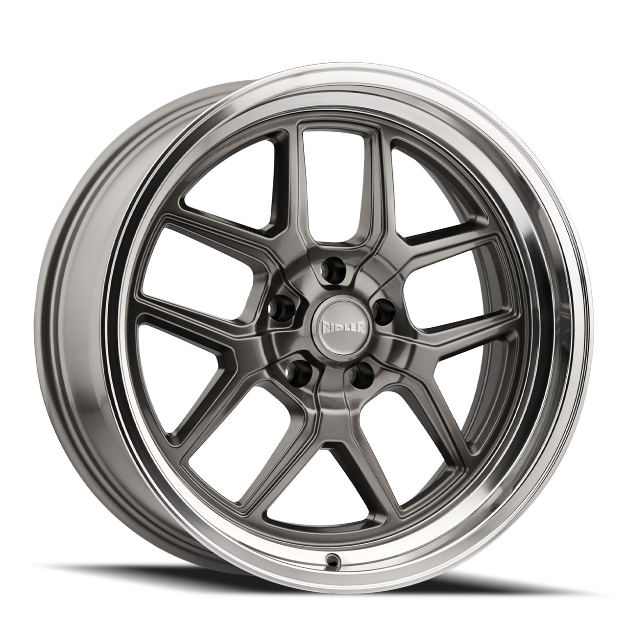 17" Ridler 610 Gloss Grey Polished Lip 17x8 Wheel 5x120.65 Rim 0mm