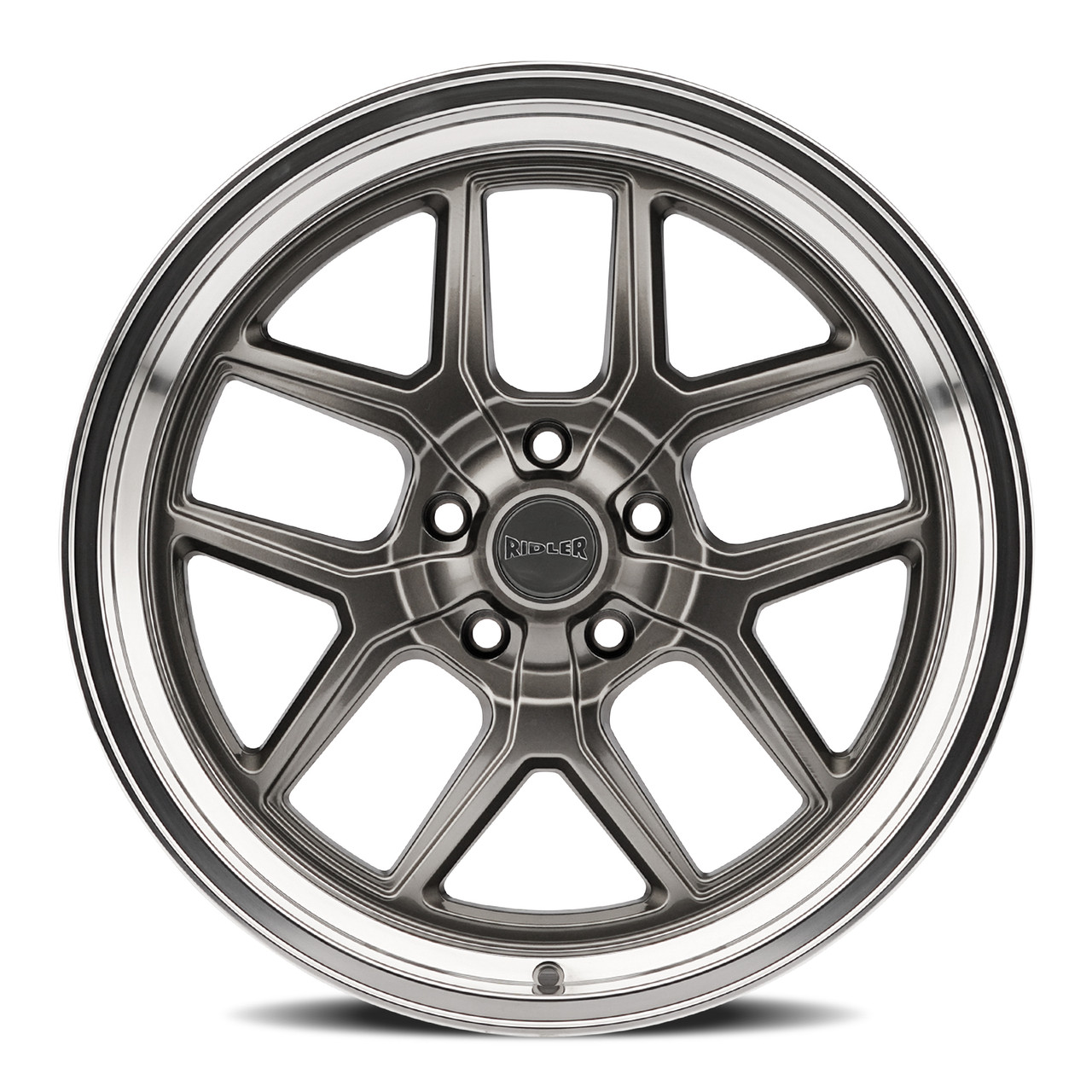 17" Ridler 610 Gloss Grey Polished Lip 17x7 Wheel 5x5 Rim 0mm
