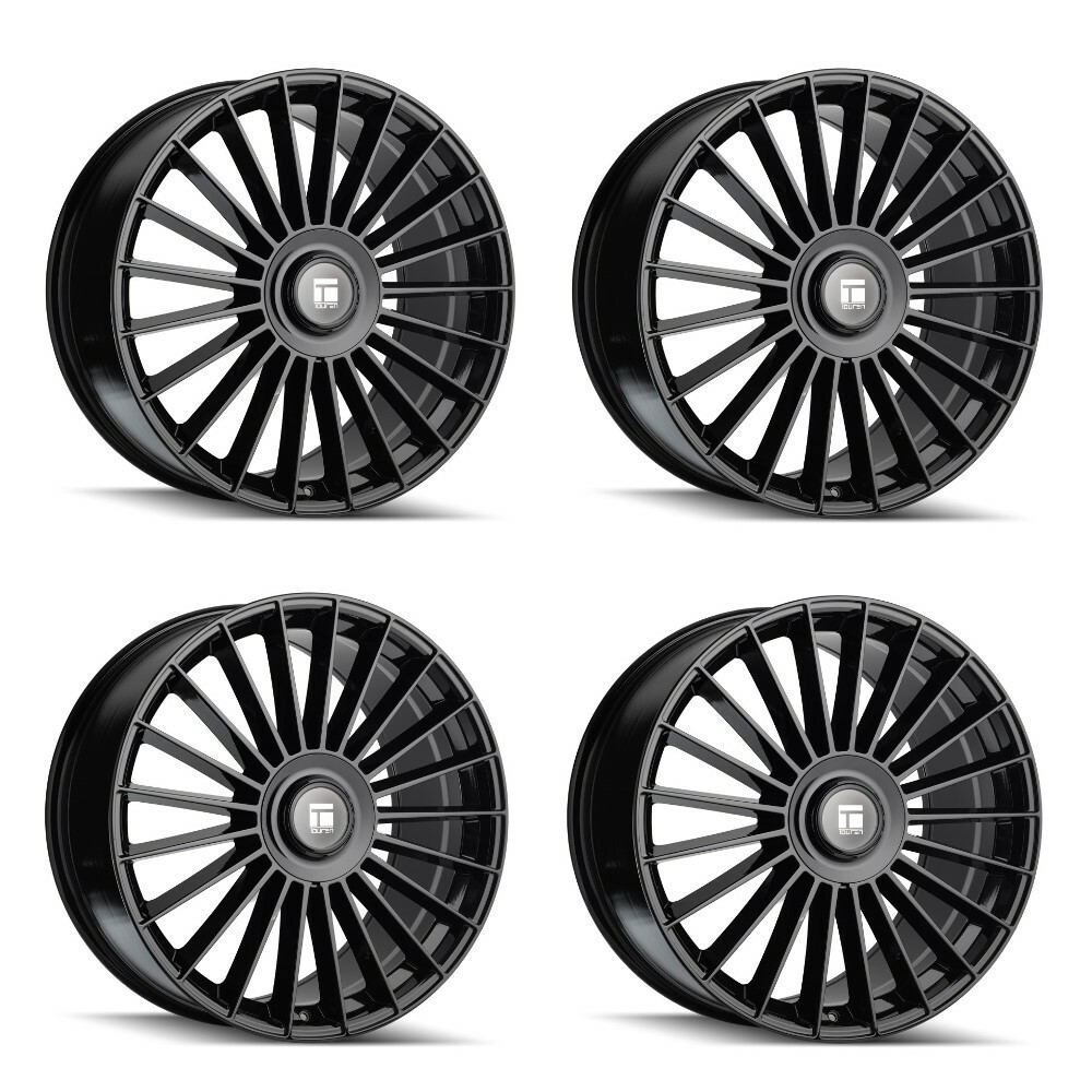 Set 4 22" Touren TR10 Gloss Black 22x9 6x135 6x5.5 20mm Wheels w Floating Caps