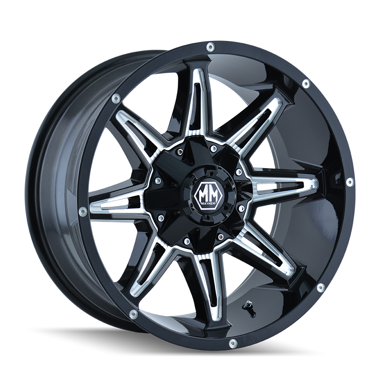18" Mayhem Rampage Black Milled 18x9 Wheel 8x6.5 -12mm For Chevy GMC Ram Ford