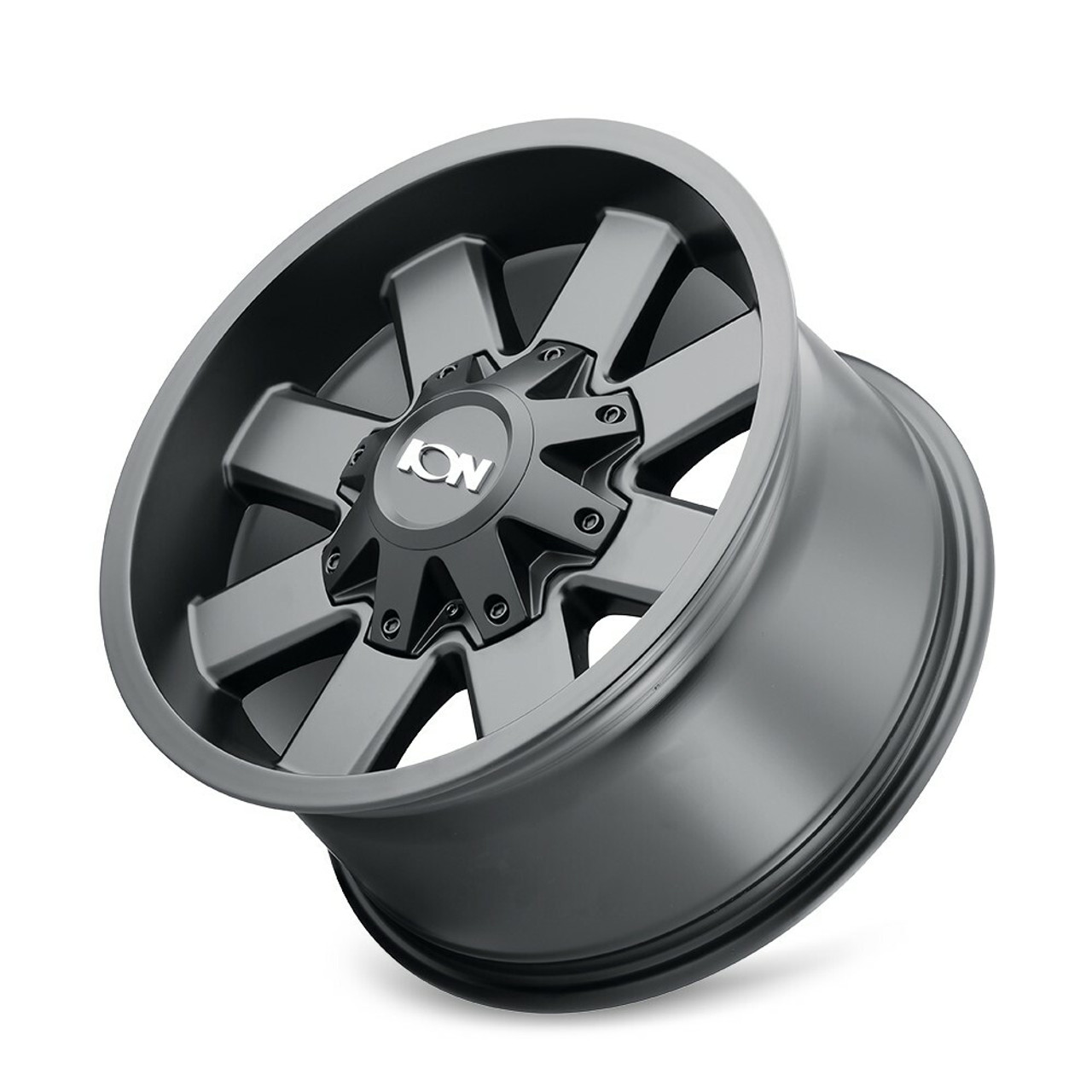 18" Ion 141 Satin Black 18x9 Wheel 8x6.5 18mm For Chevy GMC Ram Ford Truck Rim