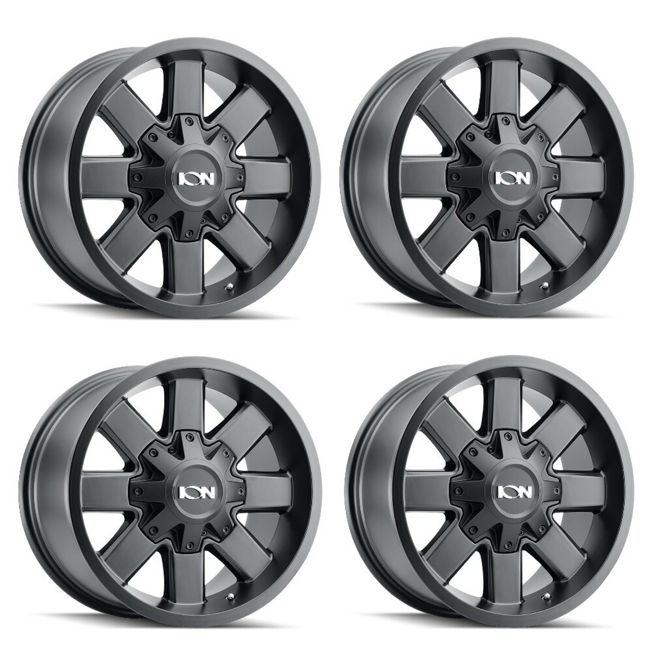 Set 4 17" Ion 141 Satin Black 17x9 Wheels 8x170 For Ford F250 F350 Rims 18mm