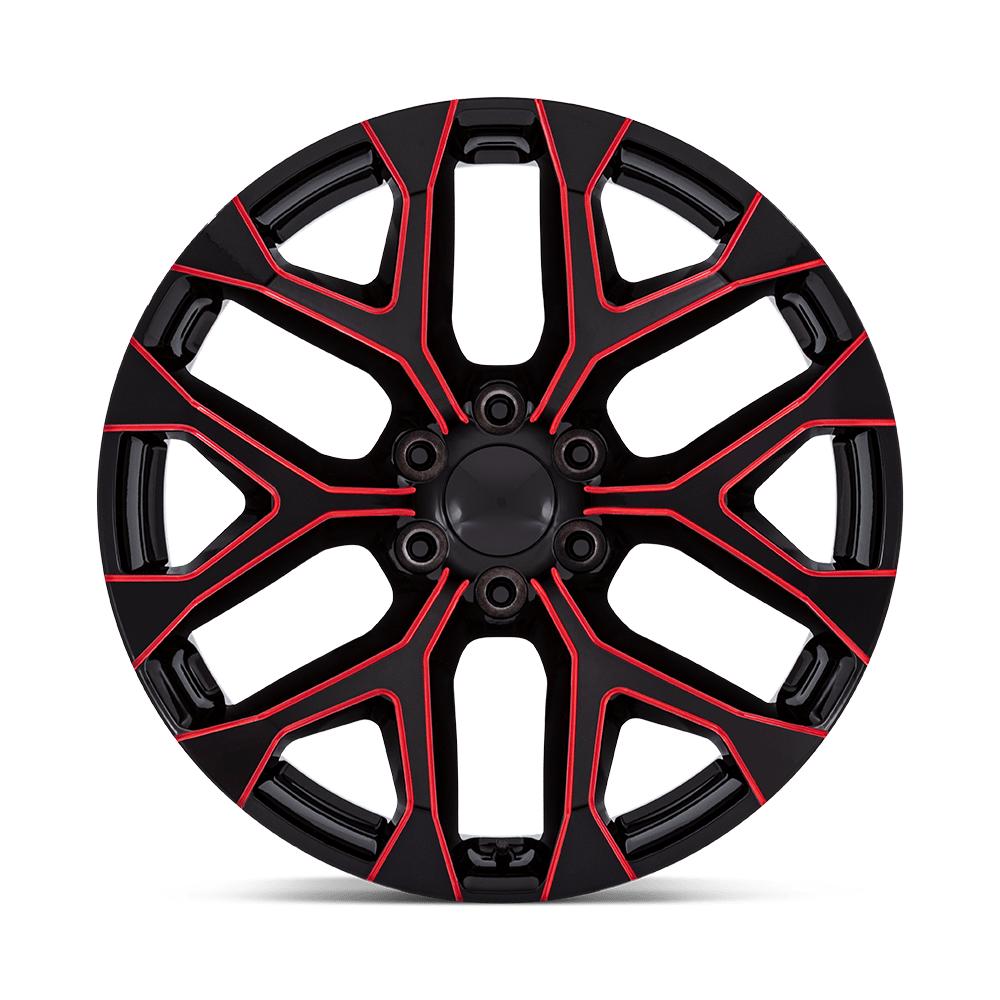 Set 4 22" Performance Replicas PR177 Black Red Milled 22x9 Wheels 6x5.5 Rim 24mm