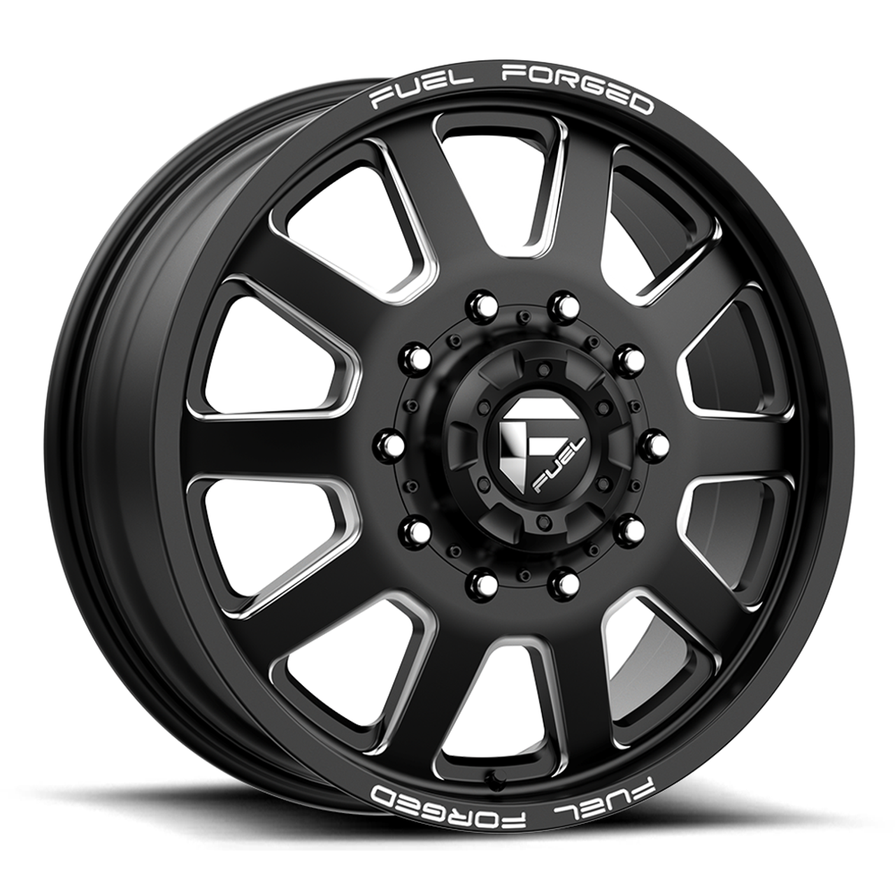 Fuel Mono DE09 FF09D 24x8.25 10x225 Matte Black Milled Wheel 24" 105mm Rim