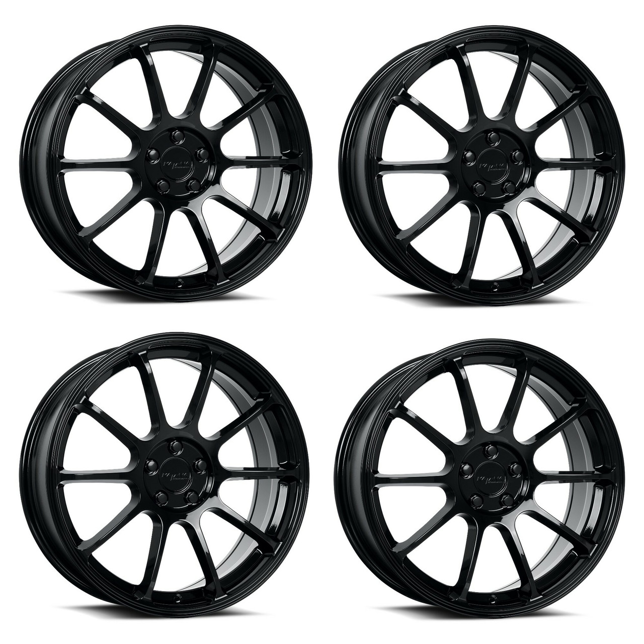 Set 4 17" Katana Wheels KR07 17x7.5 5x4.5 40mm Glossy Black Racing Rims