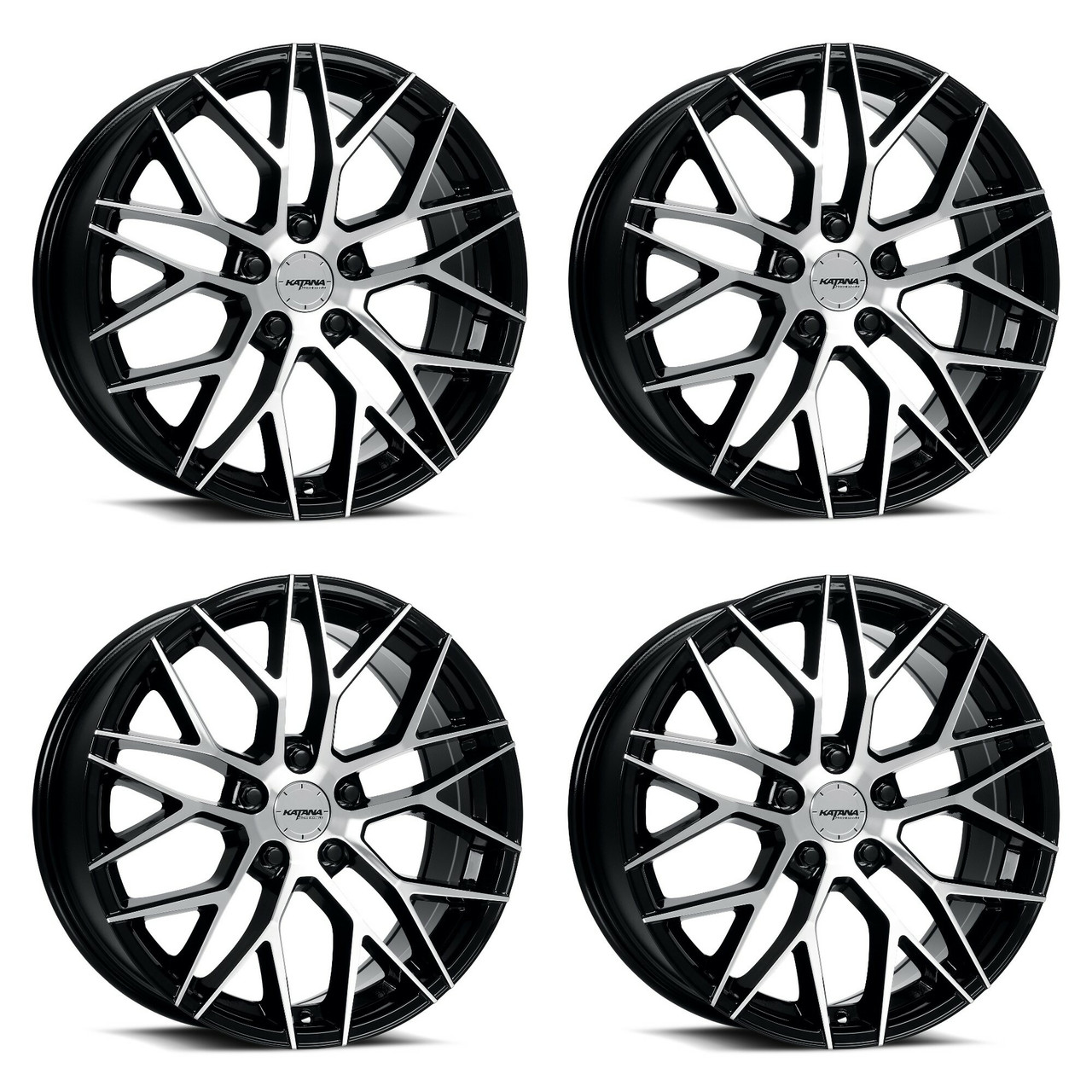 Set 4 20" Katana Wheels KR01 Glossy Black Machined 20x8.5 Wheel 5x4.5 40mm Rim