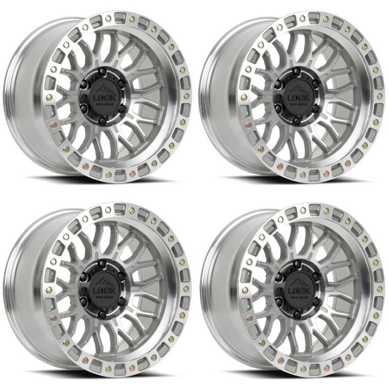 Set 4 17" Lock Offroad Combat Machine Clear Coat 17x9 Wheels 6x5.5 Truck Rims Set 4 17" Lock Offroad Combat Machine Clear Coat 17x9 Wheels 6x5.5 Truck Rims