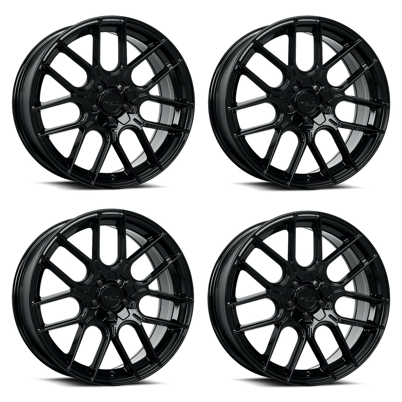Set 4 20" Katana Wheels KR04 20x8.5 5x108 5x4.5 40mm Wheels Glossy Black Rims