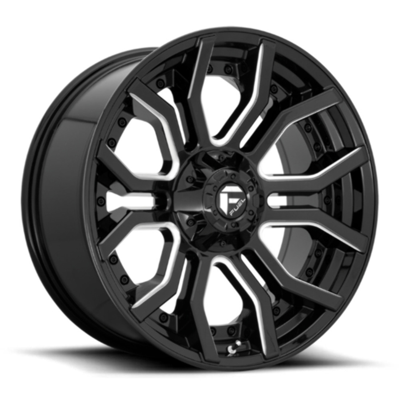 Fuel 1PC D711 Rage 22x10 5x5 5x5.5 Gloss Black Milled Wheel 22" -18mm Rim