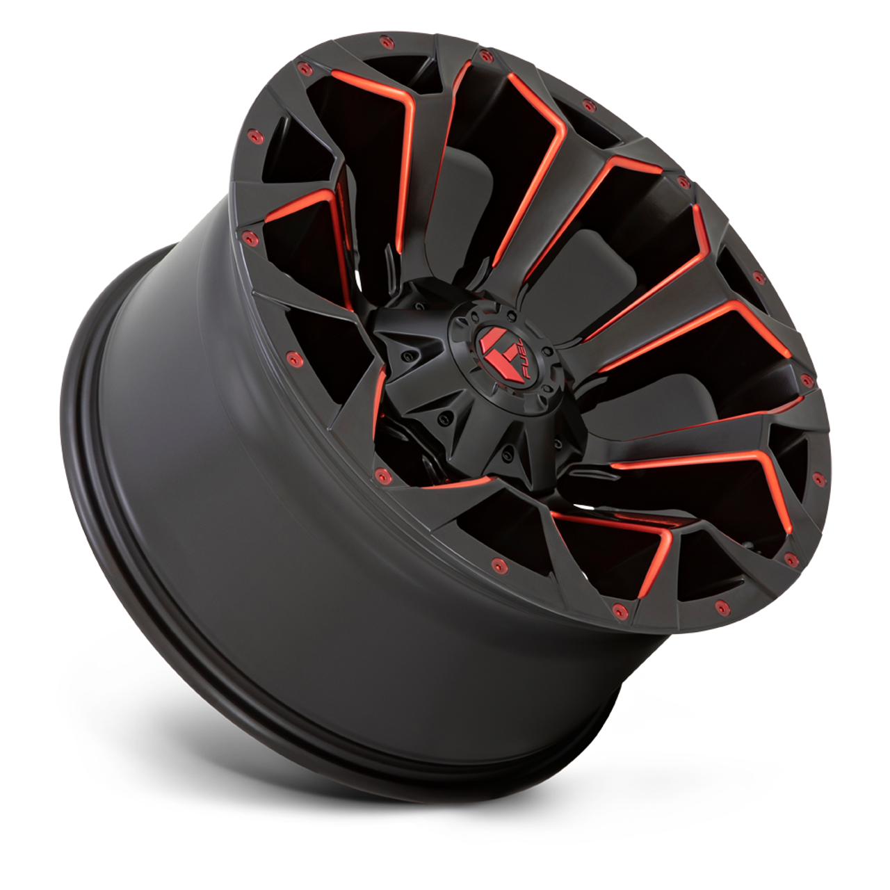 18" Fuel 1PC D787 Assault 18x9 6x135 6x5.5 Matte Black Red Milled Wheel 1mm Rim