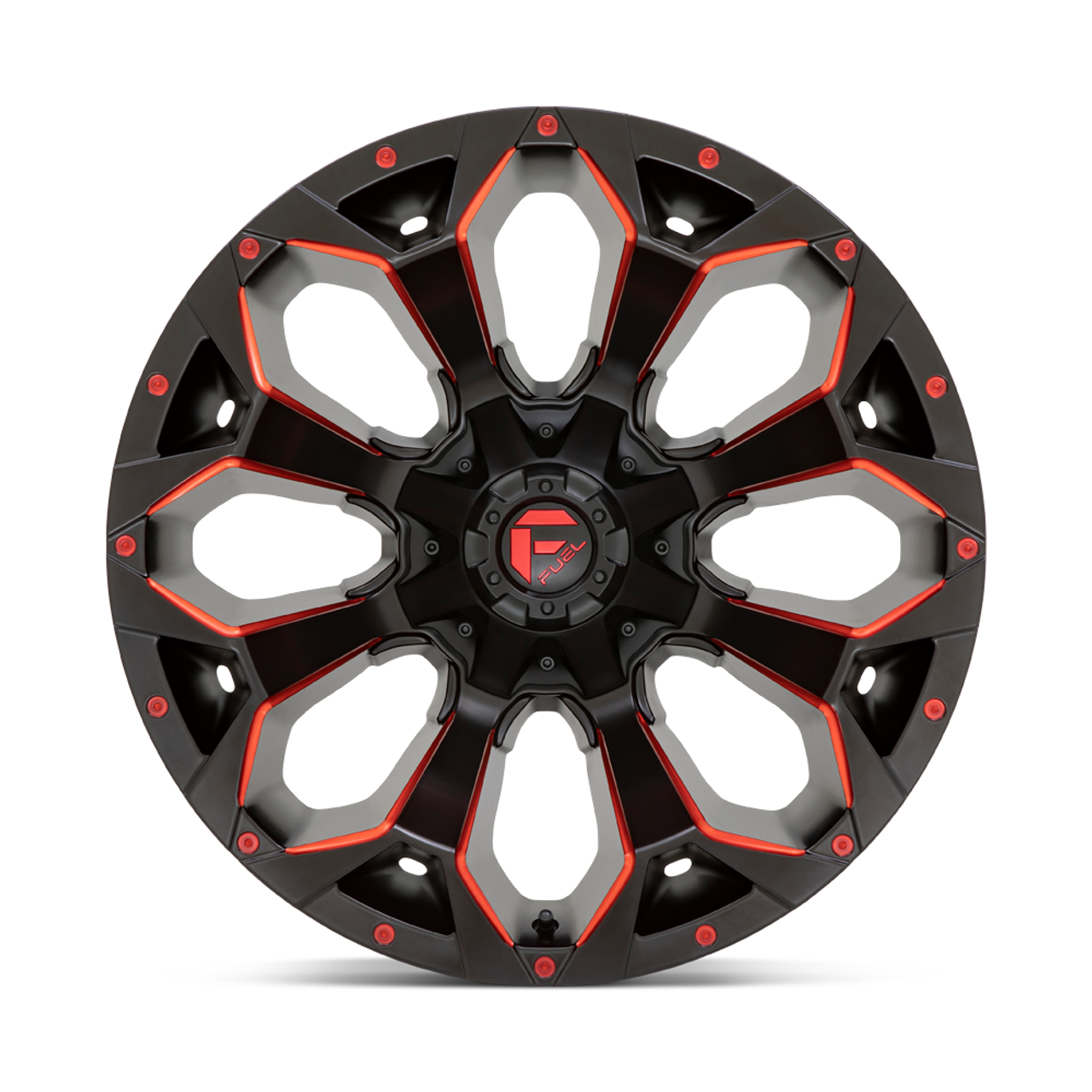18" Fuel 1PC D787 Assault 18x9 6x135 6x5.5 Matte Black Red Milled Wheel 1mm Rim