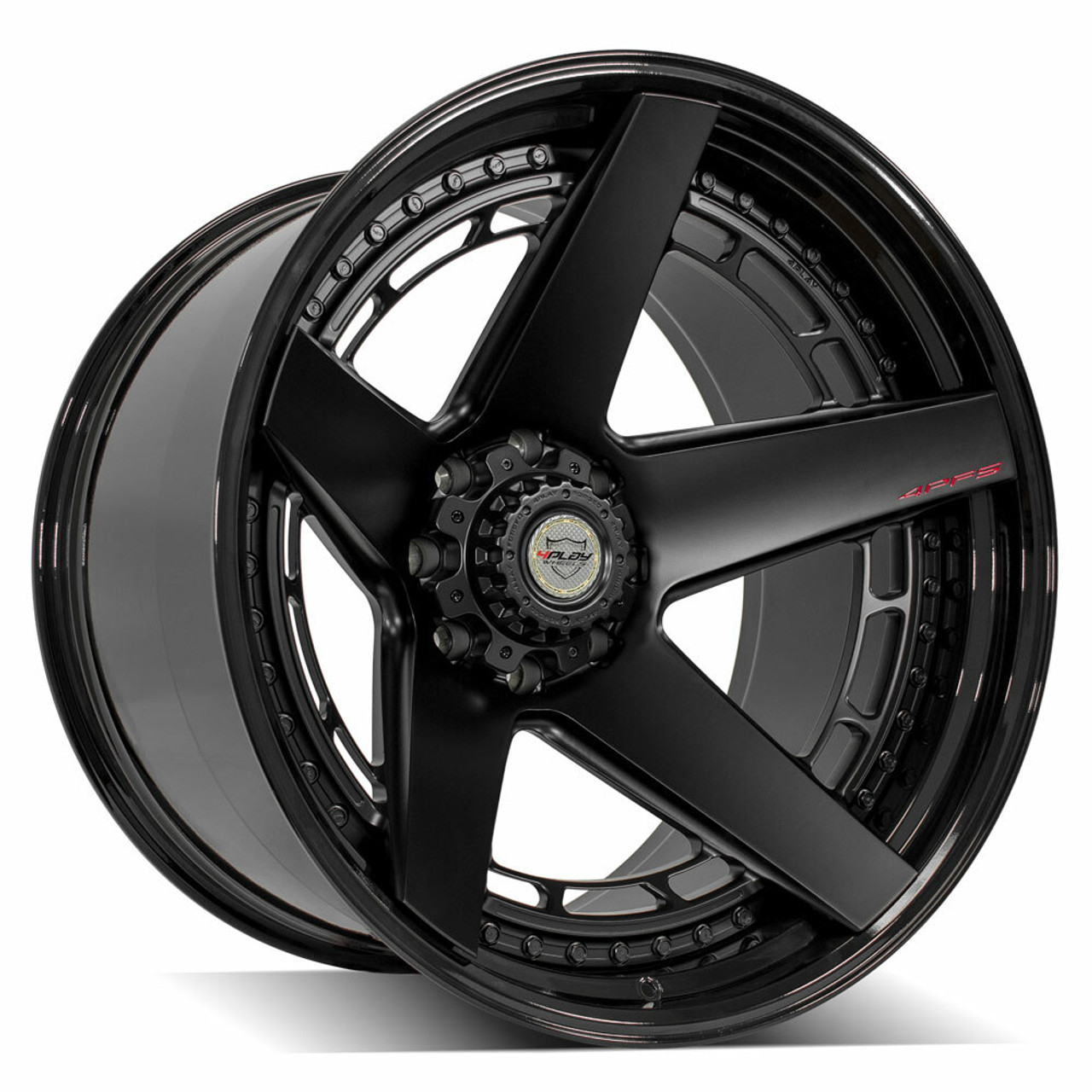 24" 4PLAY 4PF5 Matte Black Center Gloss Black Barrel 24x14 Wheel 8x170 -76mm Rim