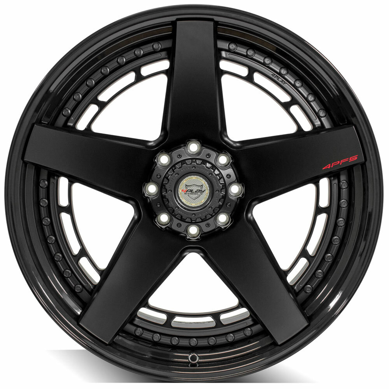 24" 4PLAY 4PF5 Matte Black Center Gloss Black Barrel 24x14 Wheel 8x170 -76mm Rim