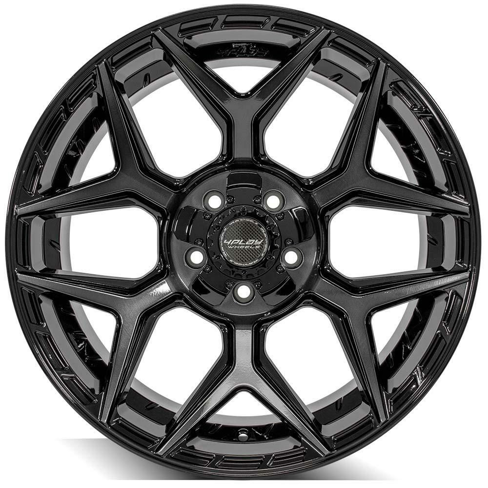 Set 4 22" 4PLAY 4P06 Black Brushed Face & Tinted Clear 22x12 6x5.5 6x135 -44mm