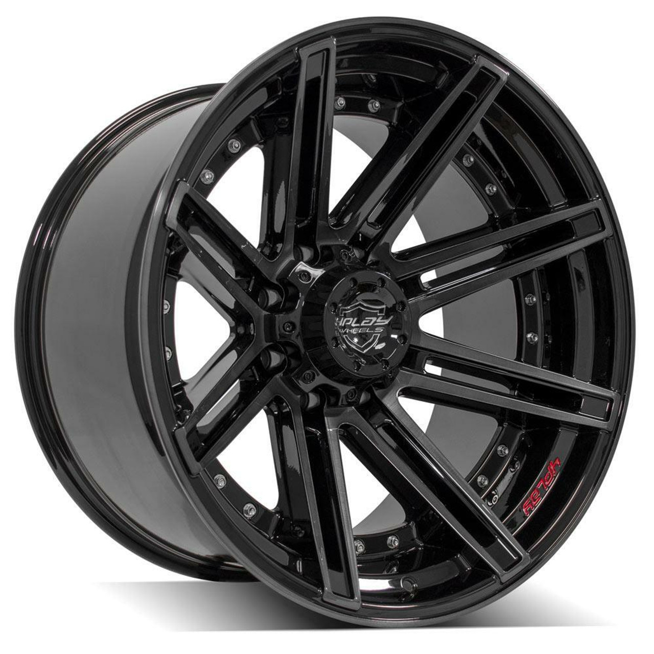 Set 4 20" 4PLAY 4P08 Black Brushed Face & Tinted Clear 20x10 Wheels 8x180 -24mm