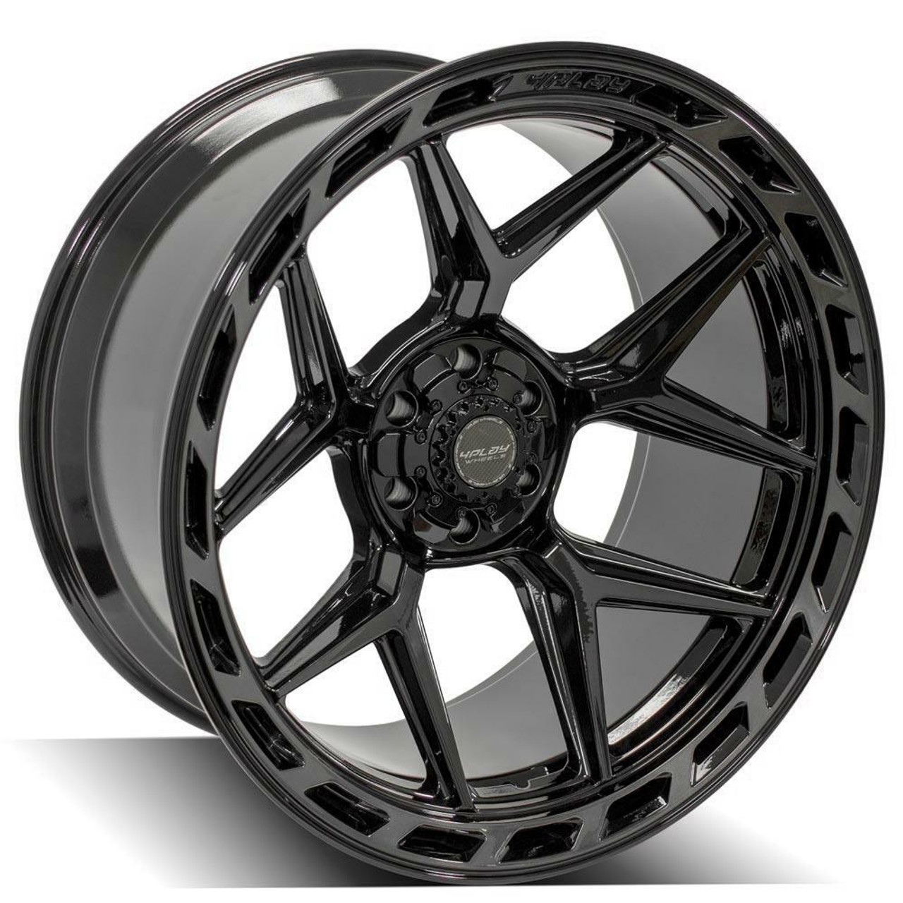 Set 4 22" 4PLAY 4P55 Black Brushed Face & Tinted Clear 22x10 6x5.5 6x135 -18mm