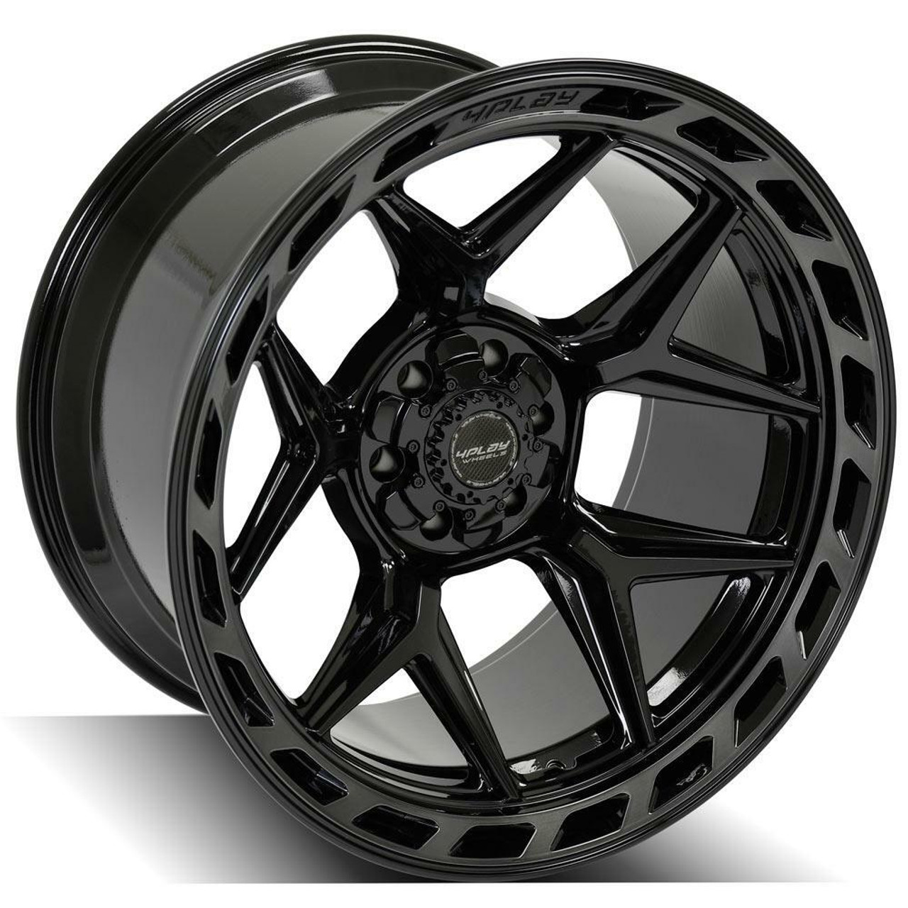 Set 4 22" 4PLAY 4P55 Black Brushed Face & Tinted Clear 22x10 6x5.5 6x135 -18mm