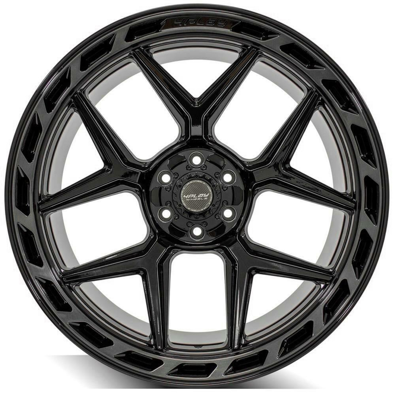 Set 4 22" 4PLAY 4P55 Black Brushed Face & Tinted Clear 22x10 5x5 5x5.5 -18mm Rim