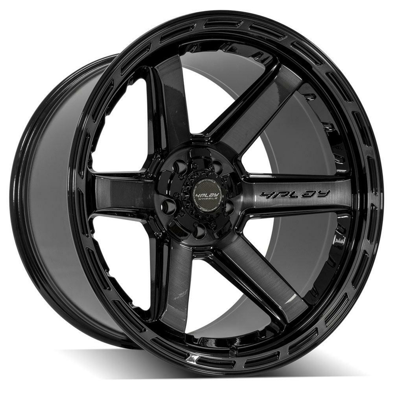 Set 4 20" 4PLAY 4P63 Black Brushed Face & Tinted Clear 20x10 6x5.5 6x135 -18mm