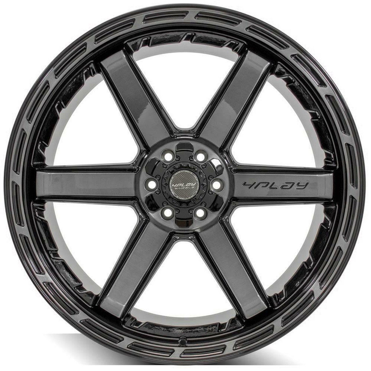 Set 4 20" 4PLAY 4P63 Black Brushed Face & Tinted Clear 20x10 6x5.5 6x135 -18mm