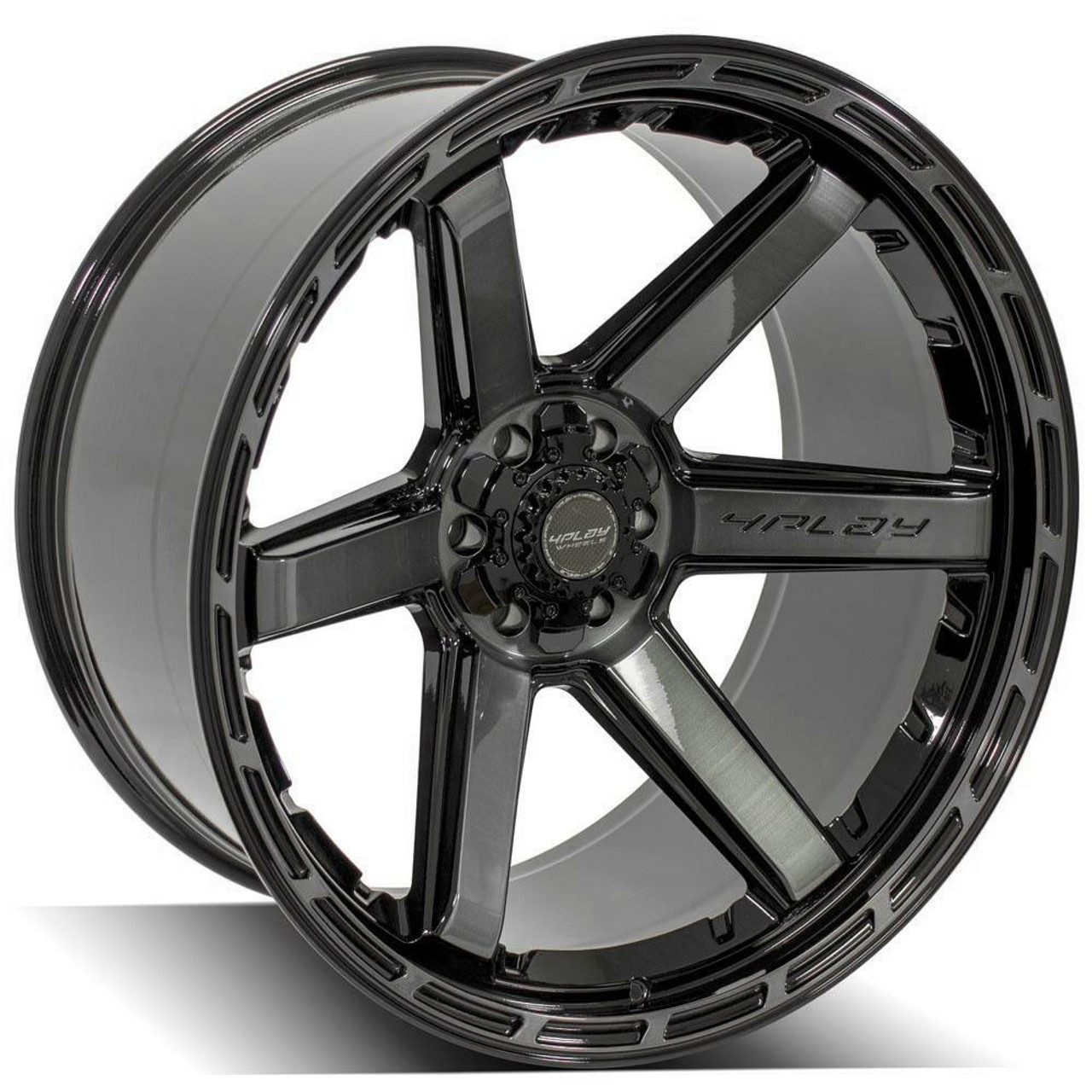 Set 4 20" 4PLAY 4P63 Black Brushed Face & Tinted Clear 20x10 6x5.5 6x135 -18mm