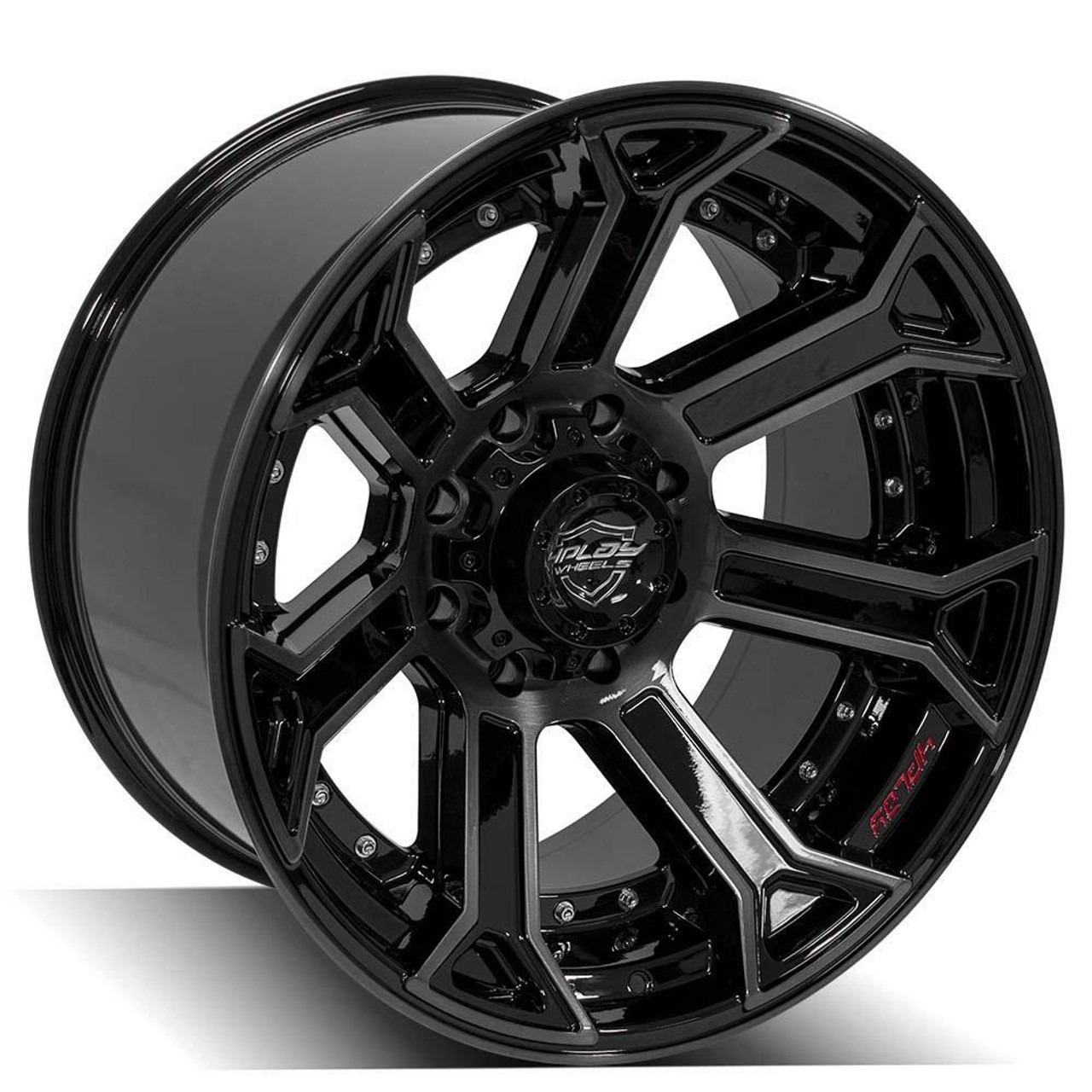 Set 4 22" 4PLAY 4P70 Black Brushed Face & Tinted Clear 22x10 5x5 5x5.5 -24mm Rim
