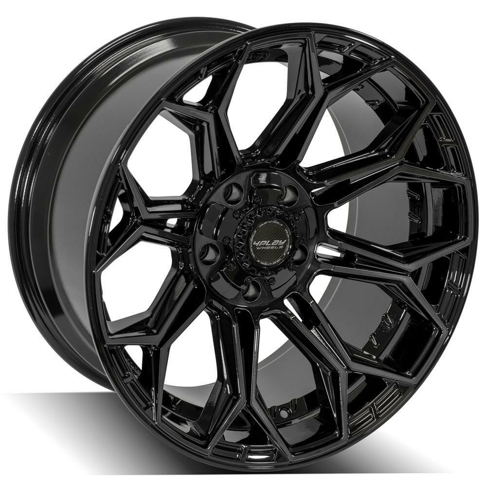 Set 4 22" 4PLAY 4P83 Black Brushed Face & Tinted Clear 22x12 6x5.5 6x135 -44mm