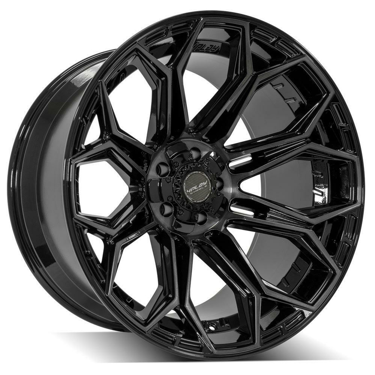 Set 4 20" 4PLAY 4P83 Black Brushed Face & Tinted Clear 20x10 5x5 5x5.5 -18mm Rim