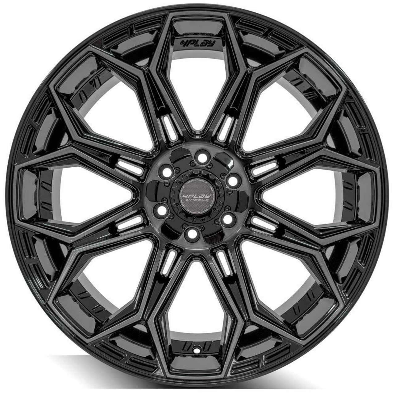Set 4 20" 4PLAY 4P83 Black Brushed Face & Tinted Clear 20x10 5x5 5x5.5 -18mm Rim