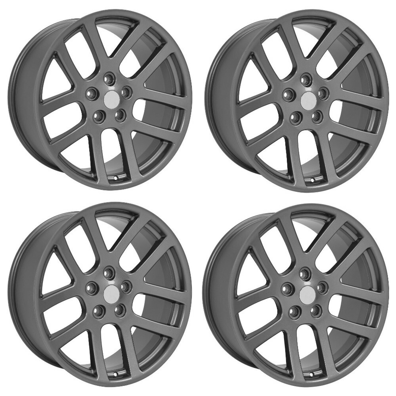 Set 4 22" OE Wheels DG51 Gunmetal 22x10 Wheels 5x5.5 Rims 25mm For Ram Chrysler