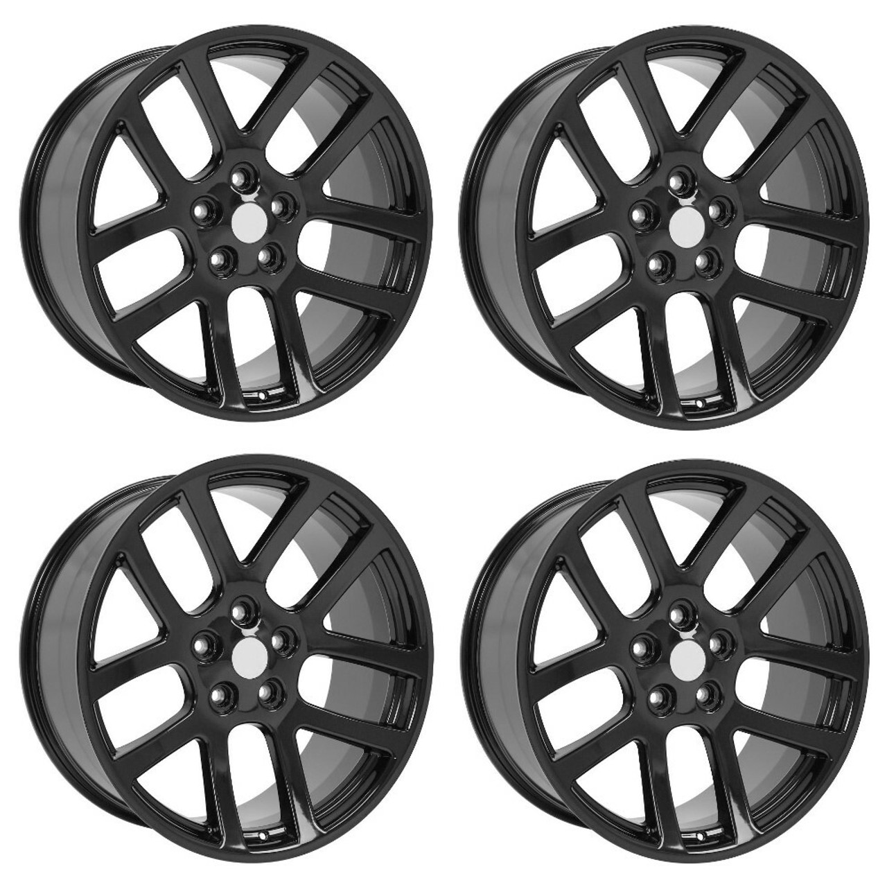 Set 4 22" OE Wheels DG51 Gloss Black 22x10 Wheels 5x5.5 Rims 25mm For Ram Dodge