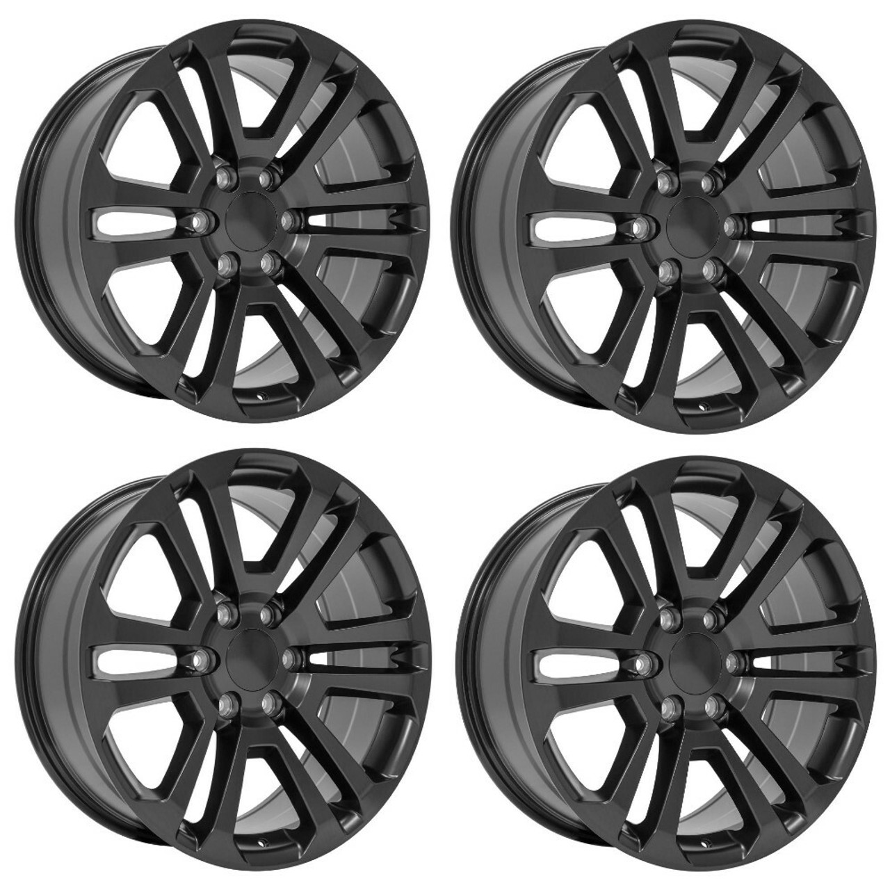 Set 4 20" OE Wheels CV99 Satin Black 20x9 Wheels 6x5.5 Rims 31mm For Chevy GMC
