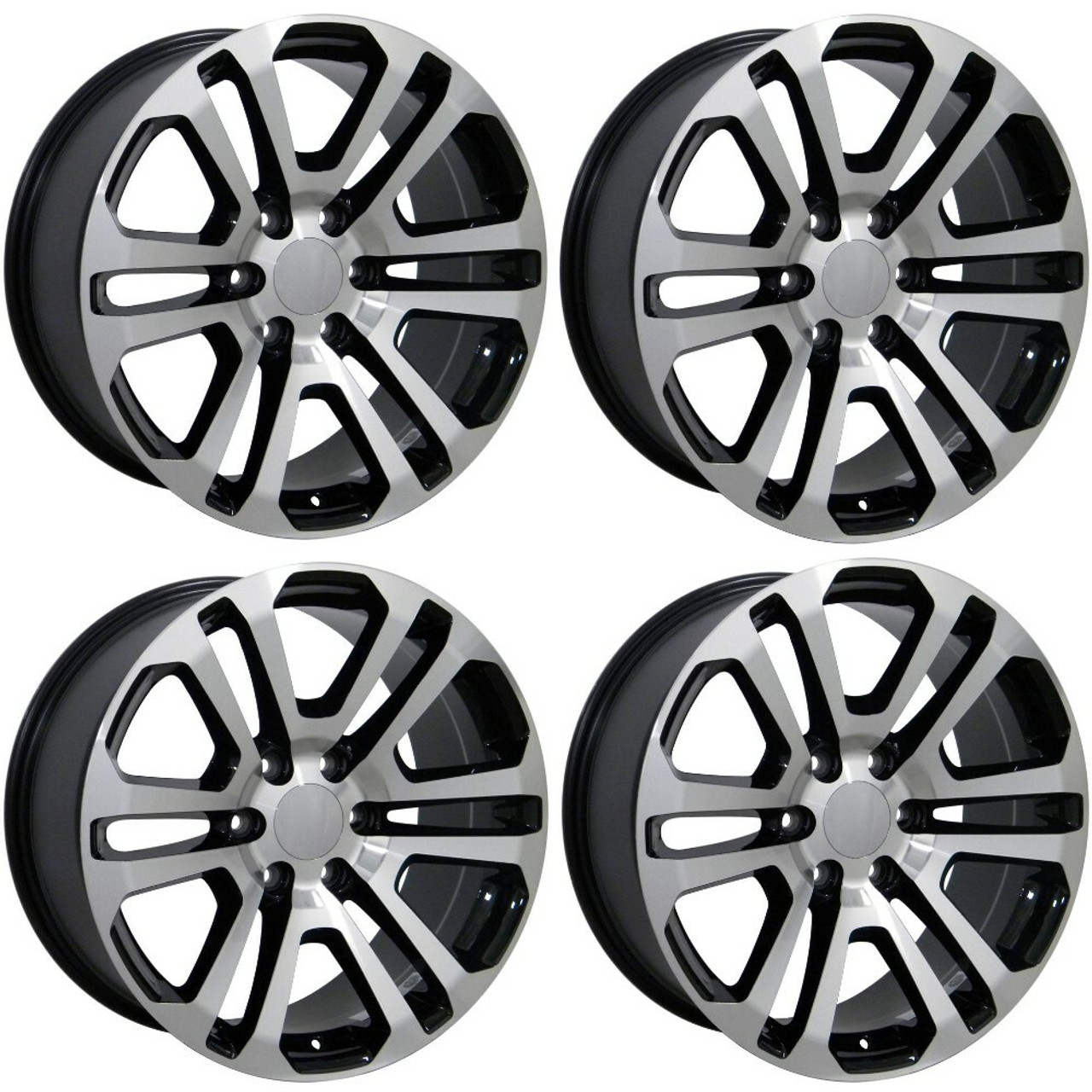 Set 4 20" OE Wheels CV99 Black Machined 20x9 Wheels 6x5.5 Rim 31mm For Chevy GMC