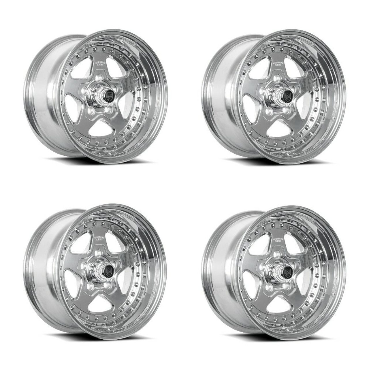 Set 4 15" Center Line Telstar 2.0 Polish Center & Lip 15x7 Wheels 5x4.75 -06mm