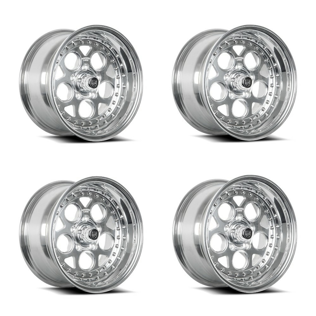 Set 4 15" Center Line Rev 2.0 Polish Center Polished Lip 15x8 Wheels 5x4.75 00mm