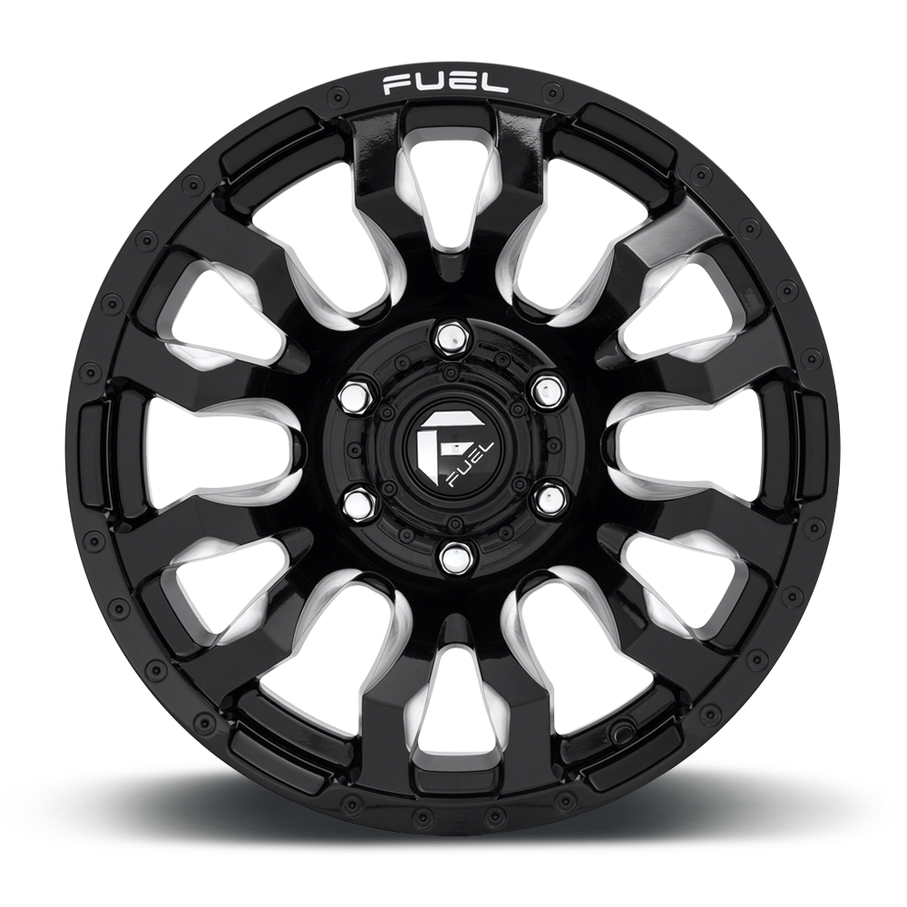 18" Fuel D673 Blitz 18x9 6x5.5 1mm Gloss Black Milled Offroad Truck SUV Wheel