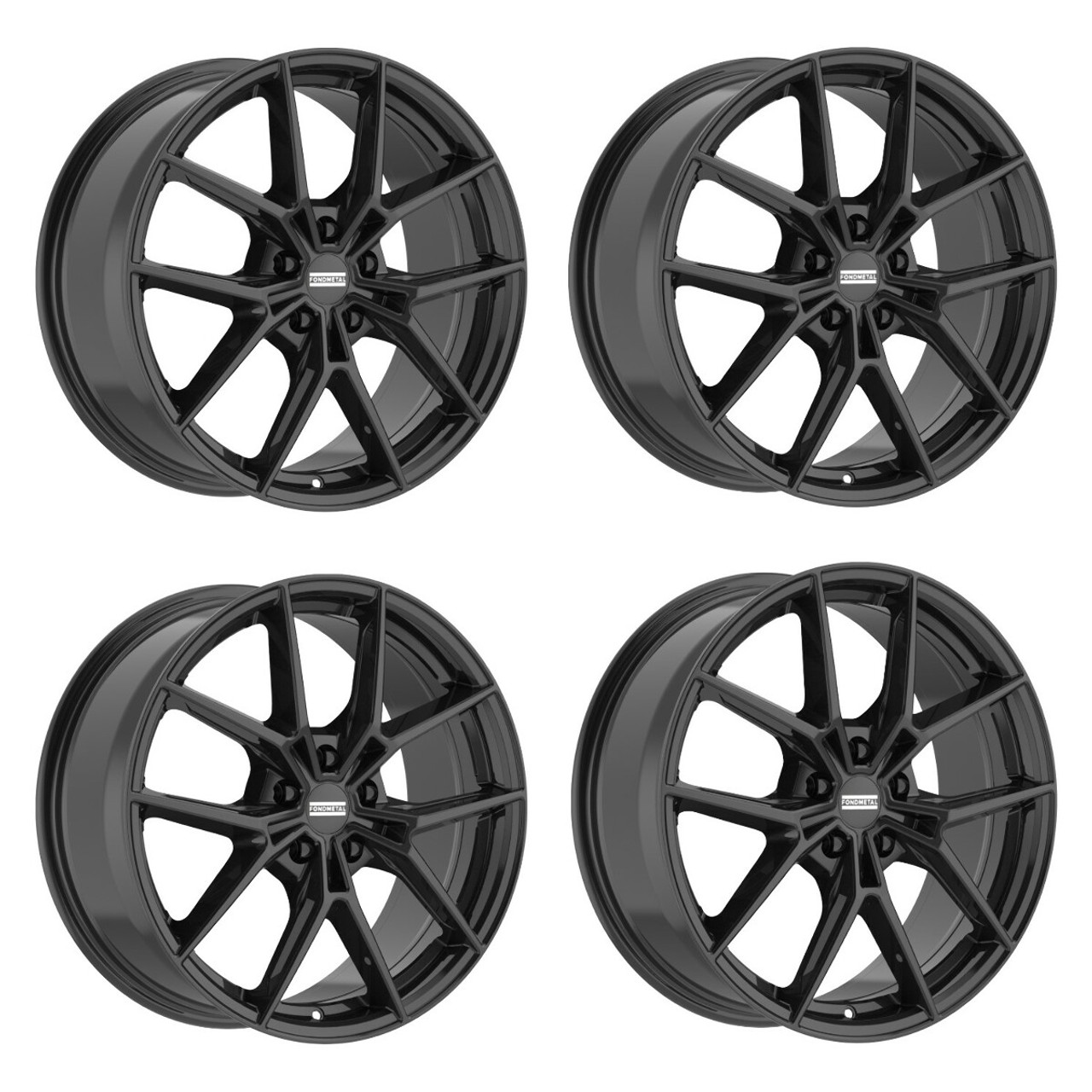Set 4 18" Fondmetal Iupiter Gloss Black 18x8 Wheels 5x112 34mm Rims