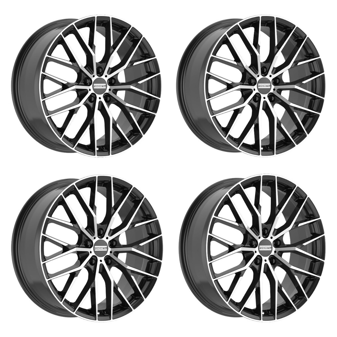Set 4 19" Fondmetal Makhai Gloss Black Machined 19x8.5 Wheels 5x112 32mm Rims