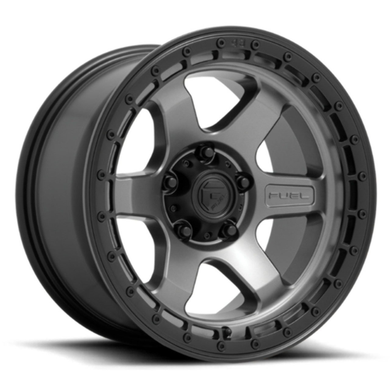 Fuel 1PC D752 Block 18x9 5x5.0 Matte Gunmetal With Black Ring Wheel 18" 1mm Rim