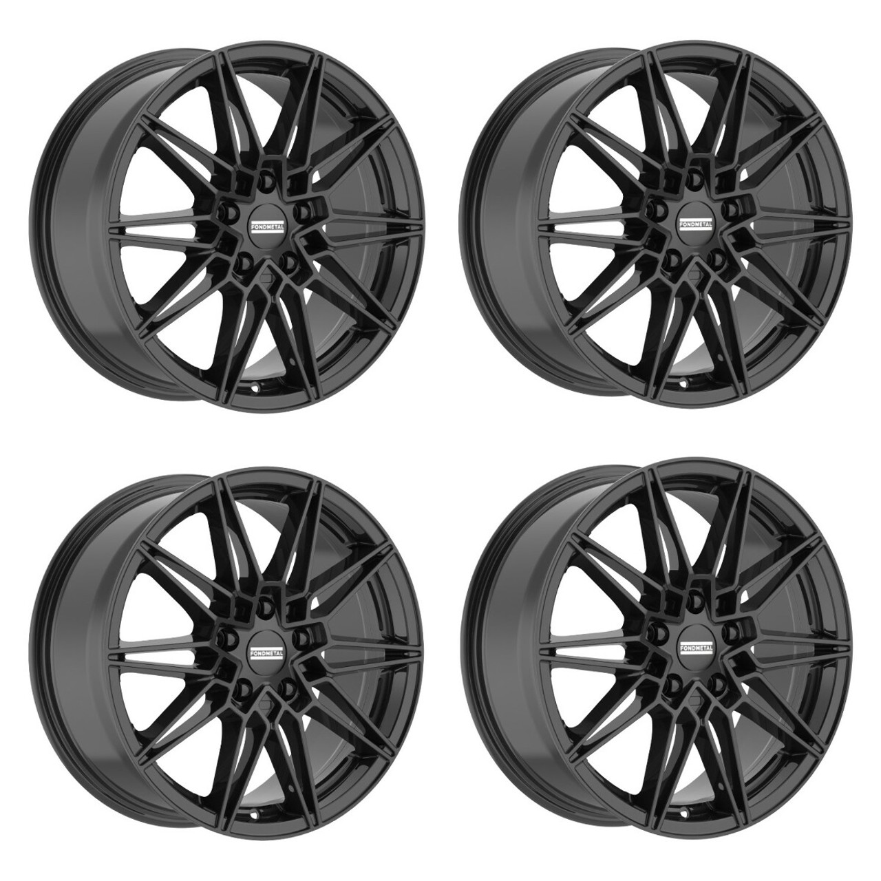 Set 4 20" Fondmetal Thoe Gloss Black 20x8 Wheels 5x112 26mm Rims