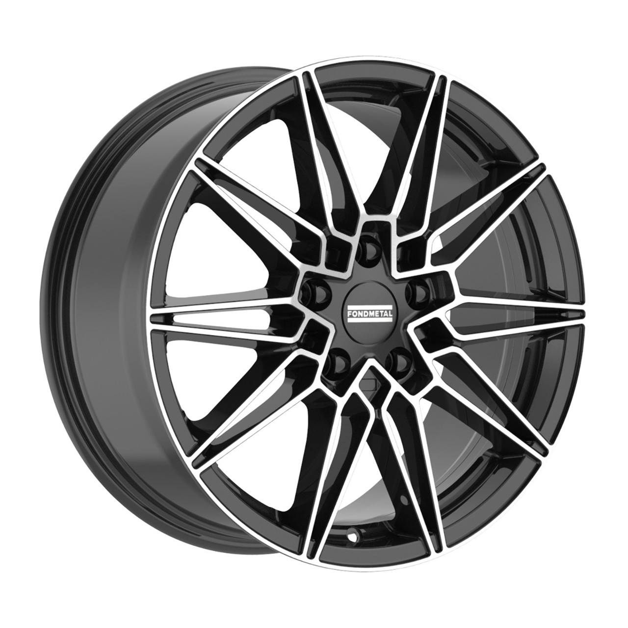 Set 4 19" Fondmetal Thoe Gloss Black Machined 19x8 Wheels 5x112 26mm Rims