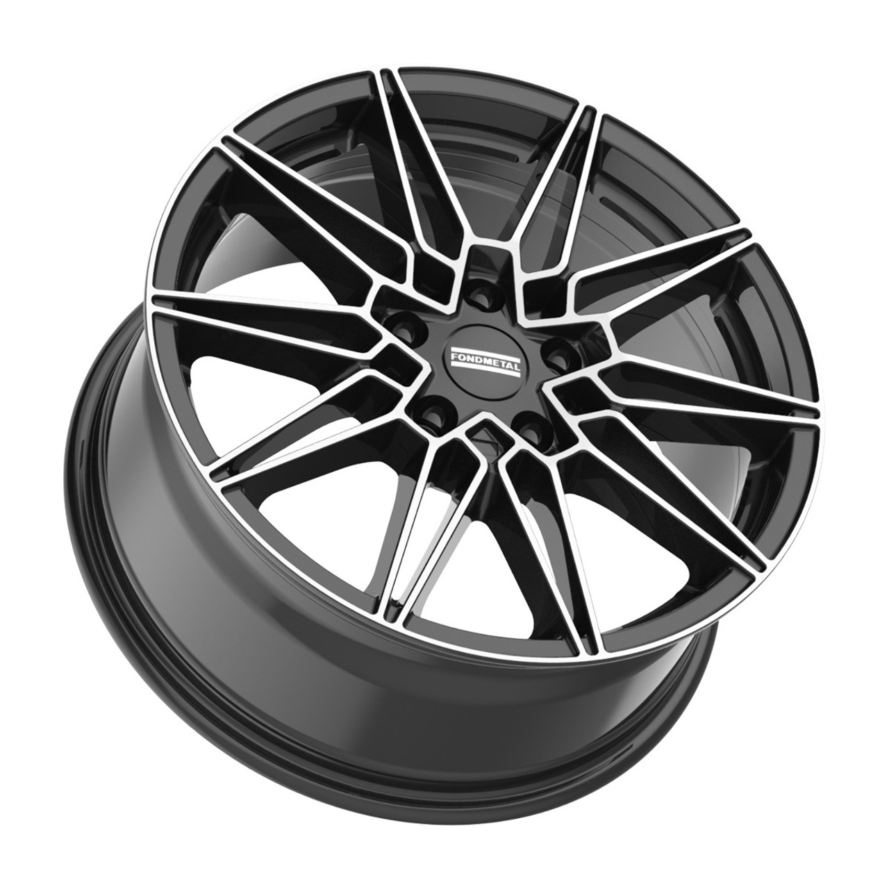 Set 4 19" Fondmetal Thoe Gloss Black Machined 19x8 Wheels 5x112 26mm Rims