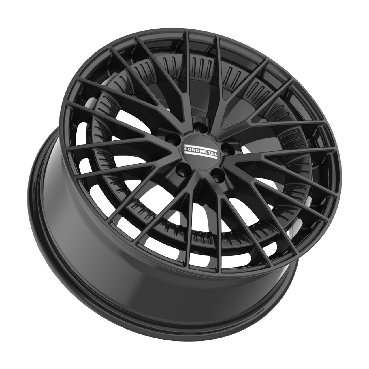 Set 4 20" Fondmetal Kari Gloss Black 20x8.5 Wheels 5x112 50mm Rims