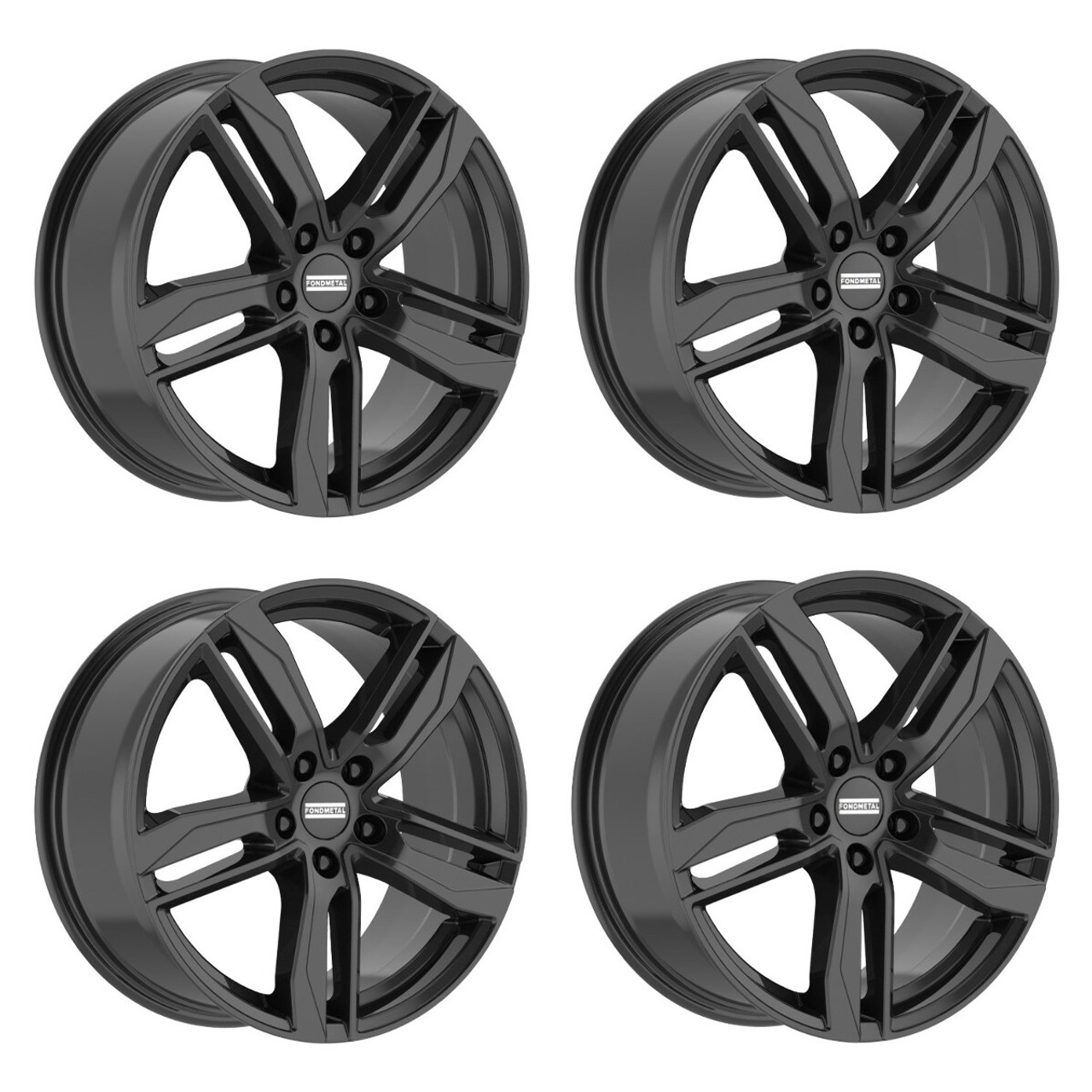 Set 4 18" Fondmetal Hexis Gloss Black 18x8 Wheels 5x112 40mm Rims